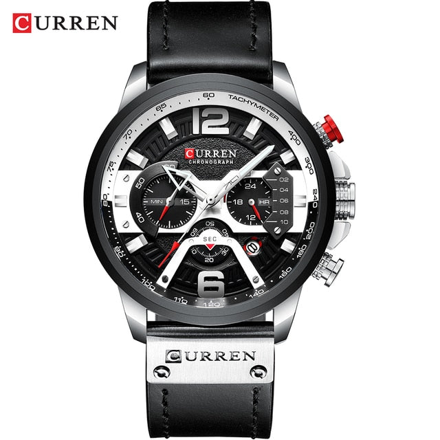 Military Leather Chronograph Wristwatch - Wize - Z