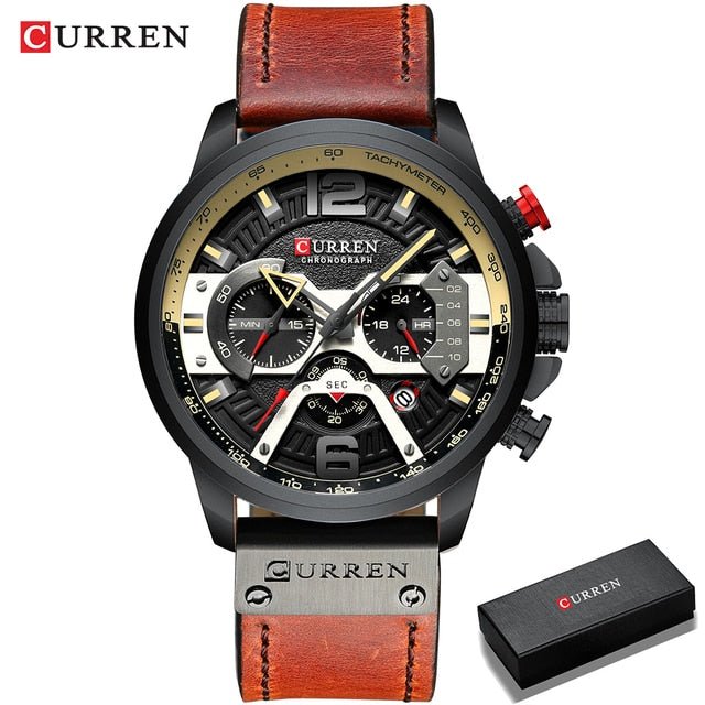 Military Leather Chronograph Wristwatch - Wize - Z
