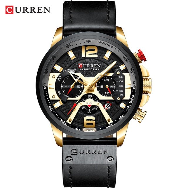Military Leather Chronograph Wristwatch - Wize - Z