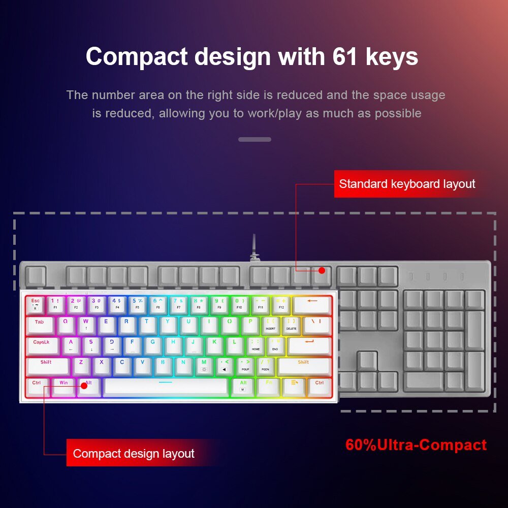 Mini Mechanical Gaming Wired Keyboard - Wize - Z