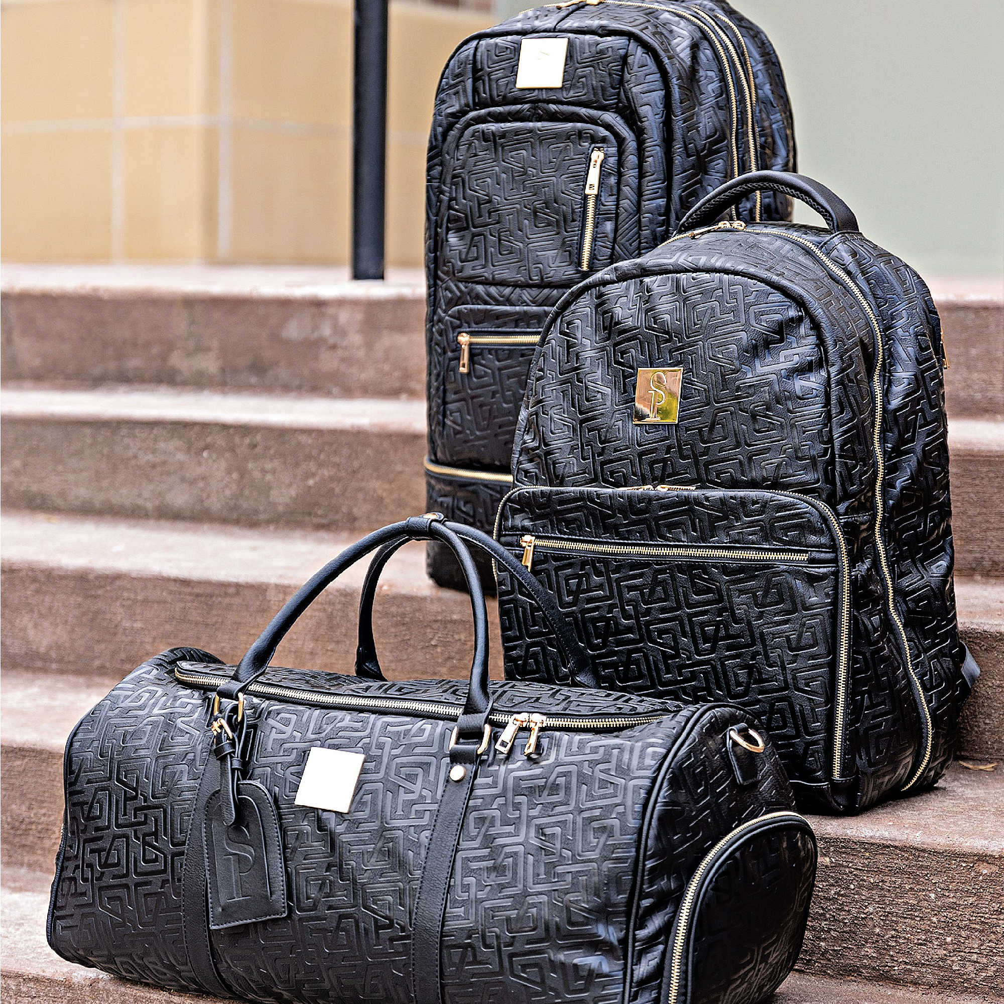 Monogram Leather 3 Bag Set (Signature Backpack, Commuter and Duffle Bag) - Wize - Z