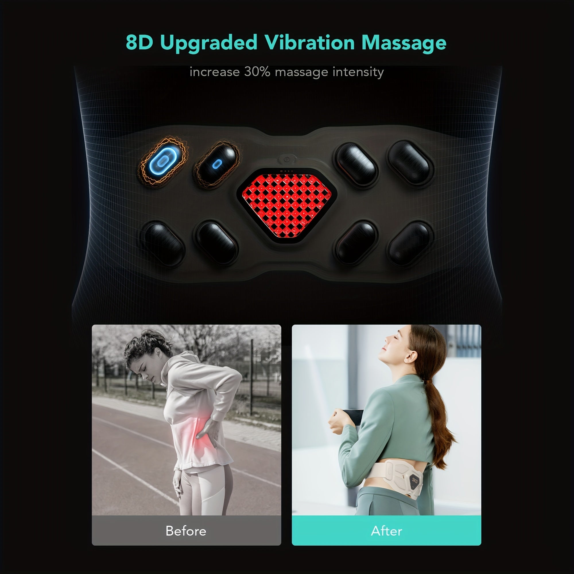 Portable Heat Therapy Waist Massager - Pain Relief for Back & Abdomen - Indoor/Outdoor Use - Wize-Z