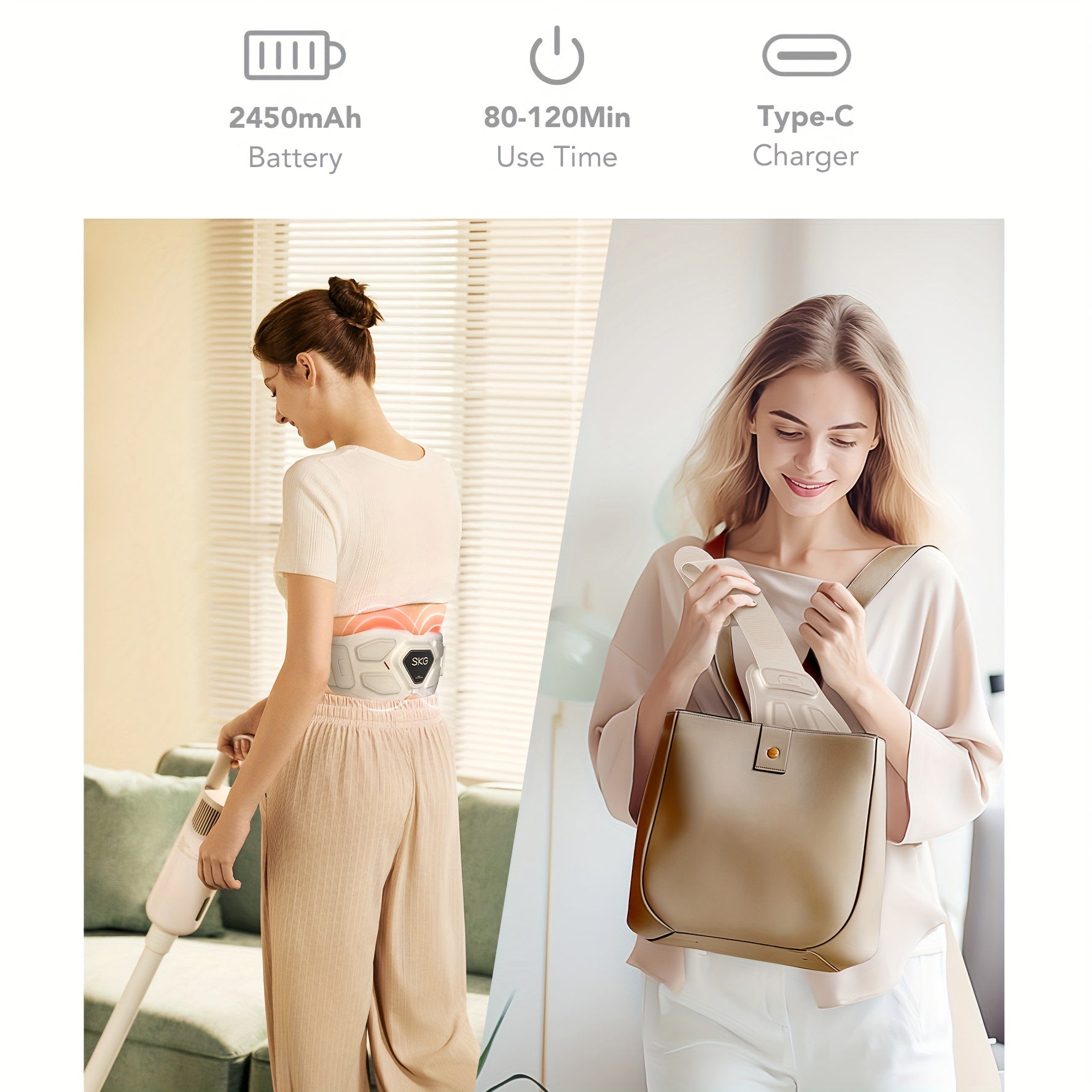 Portable Heat Therapy Waist Massager - Pain Relief for Back & Abdomen - Indoor/Outdoor Use - Wize-Z