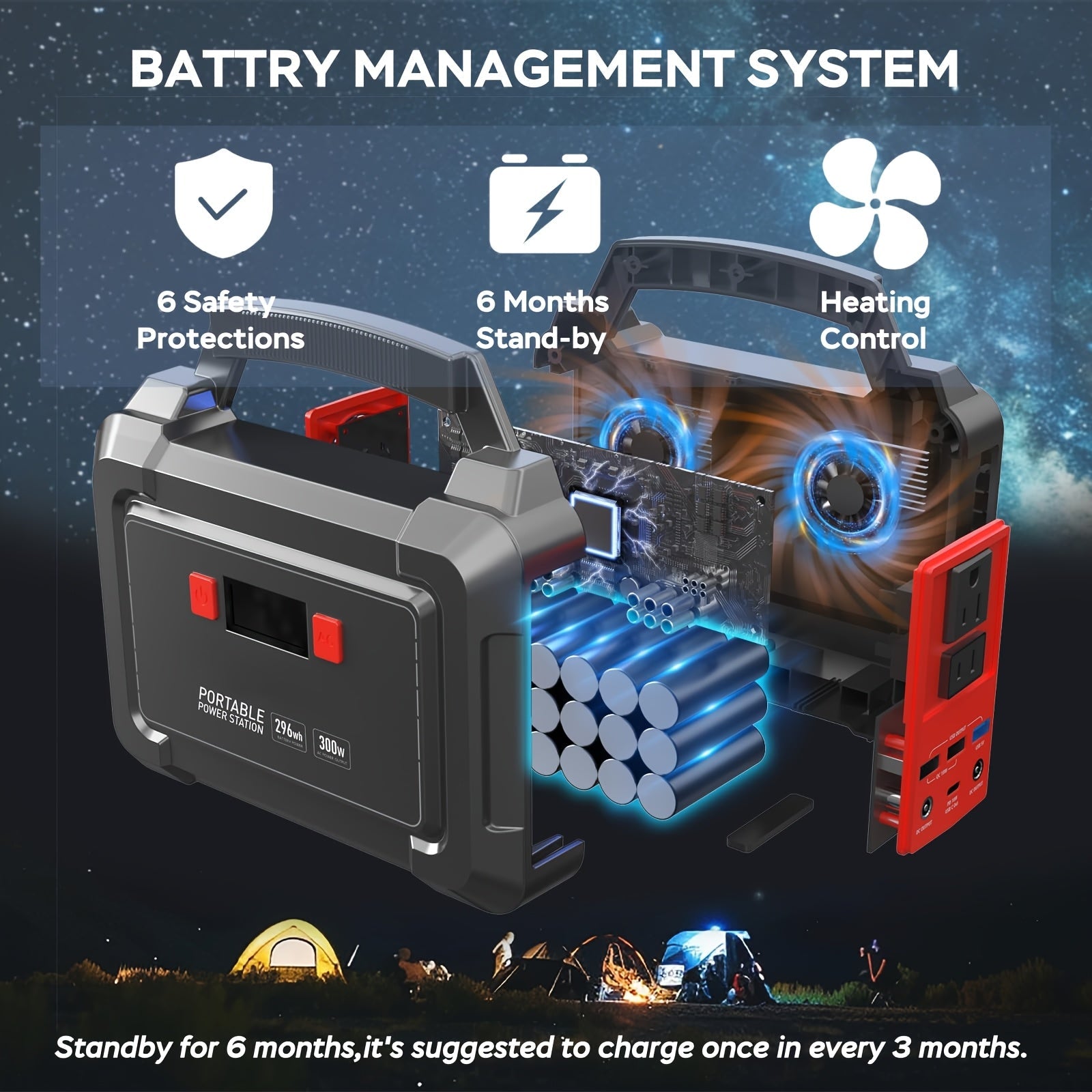 Portable Power Station 200W/300W Peak Camping Solar Generators - Wize - Z