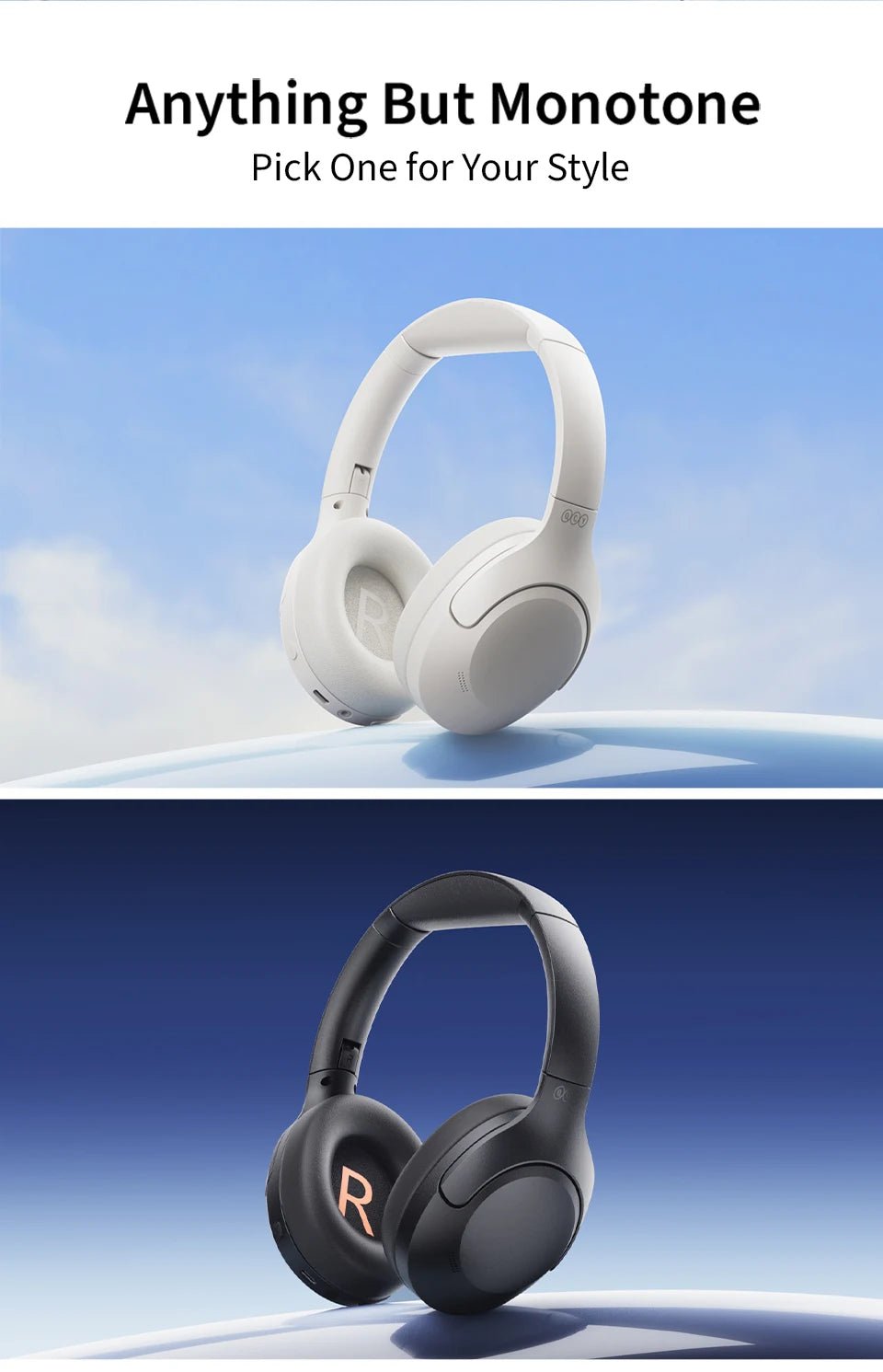 QCY H3 Lite ANC Wireless/Wired Headphones Bluetooth 5.3 Foldable Over Ear Headset HIFI Sound 60H Playtime Earphones Dual Connect - Wize - Z