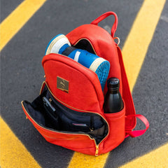 Red Leather Carrier Backpack - Wize - Z