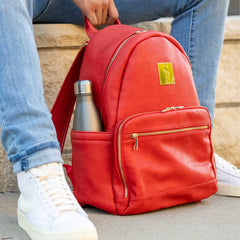 Red Leather Carrier Backpack - Wize - Z