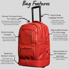 Red Leather Carry - On Roller Bag (Only 150 Made) - Wize - Z
