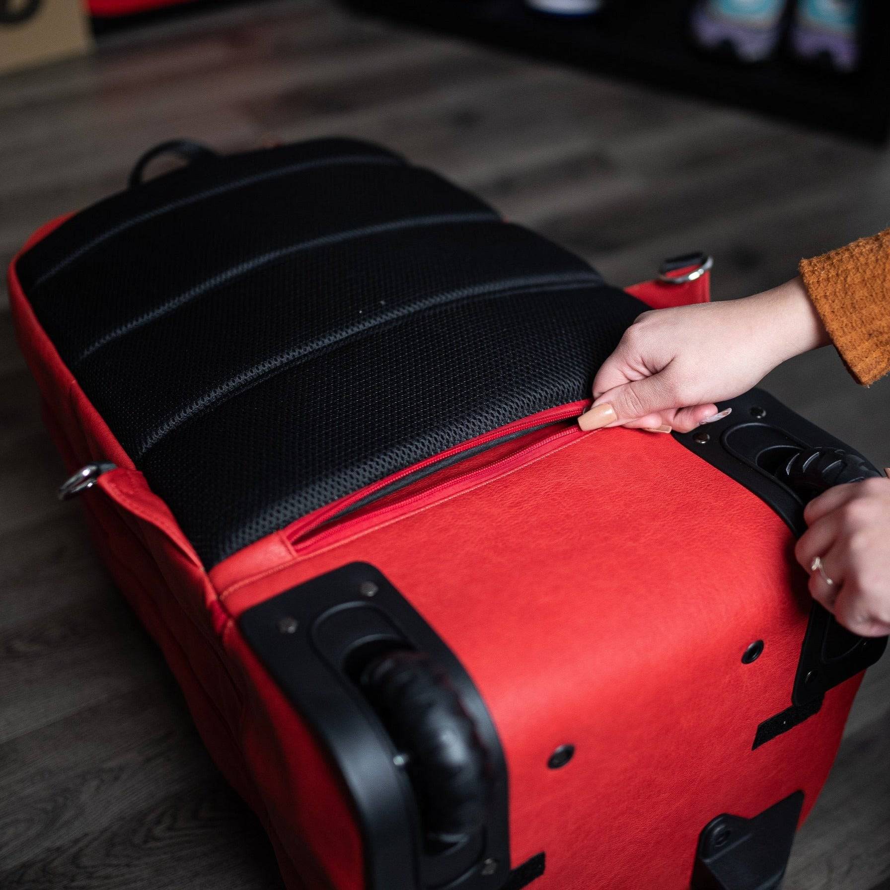 Red Leather Carry - On Roller Bag (Only 150 Made) - Wize - Z