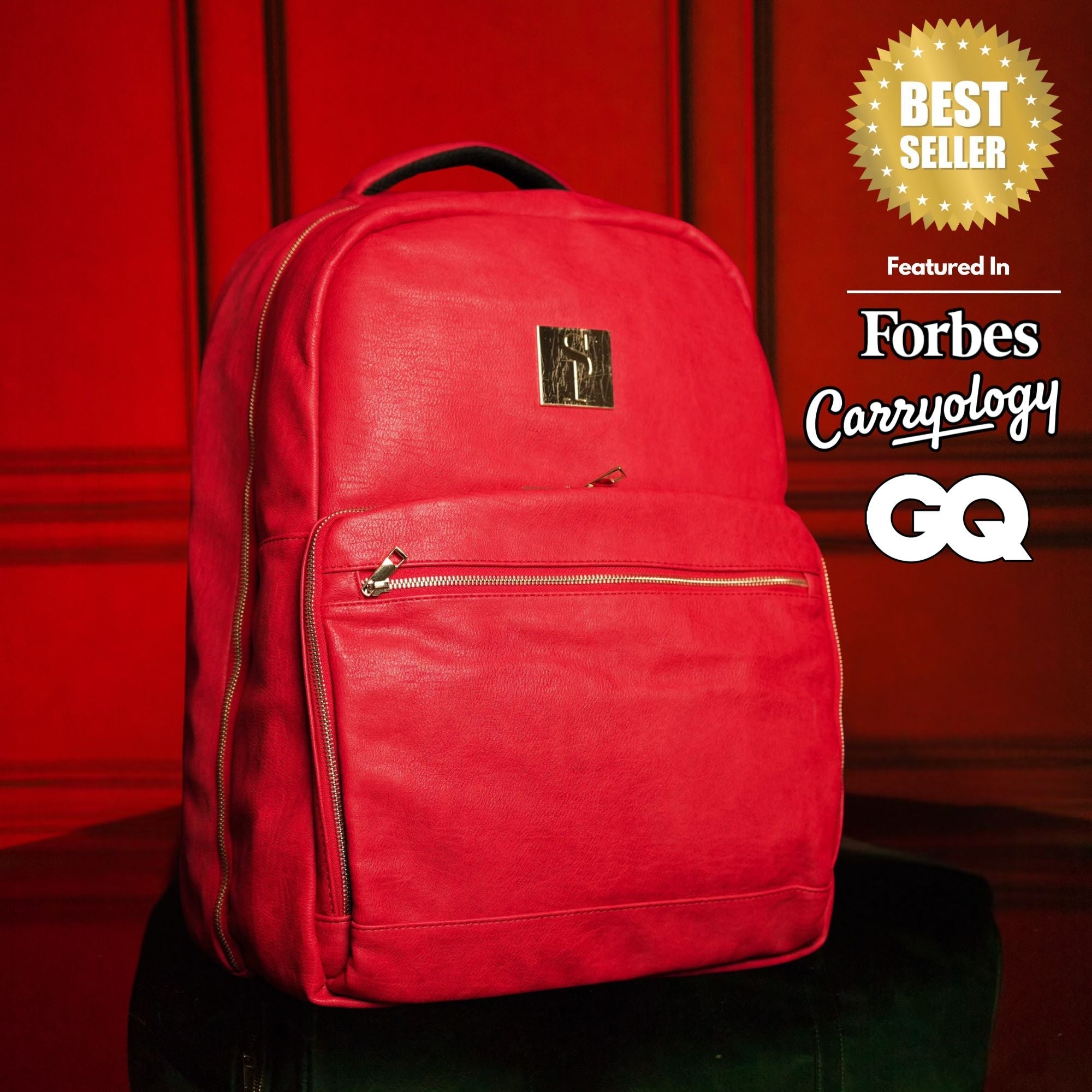 Red Leather Commuter Bag - Wize - Z