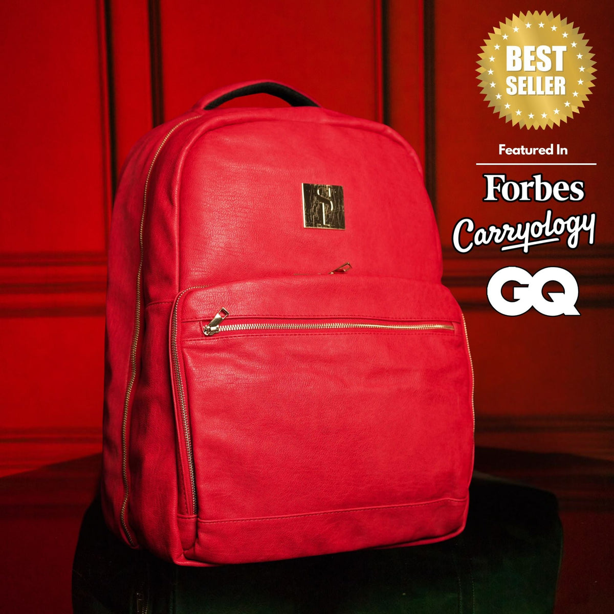 Red Leather Commuter Bag - Wize - Z