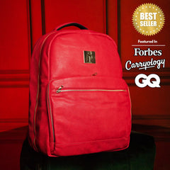Red Leather Commuter Bag - Wize - Z