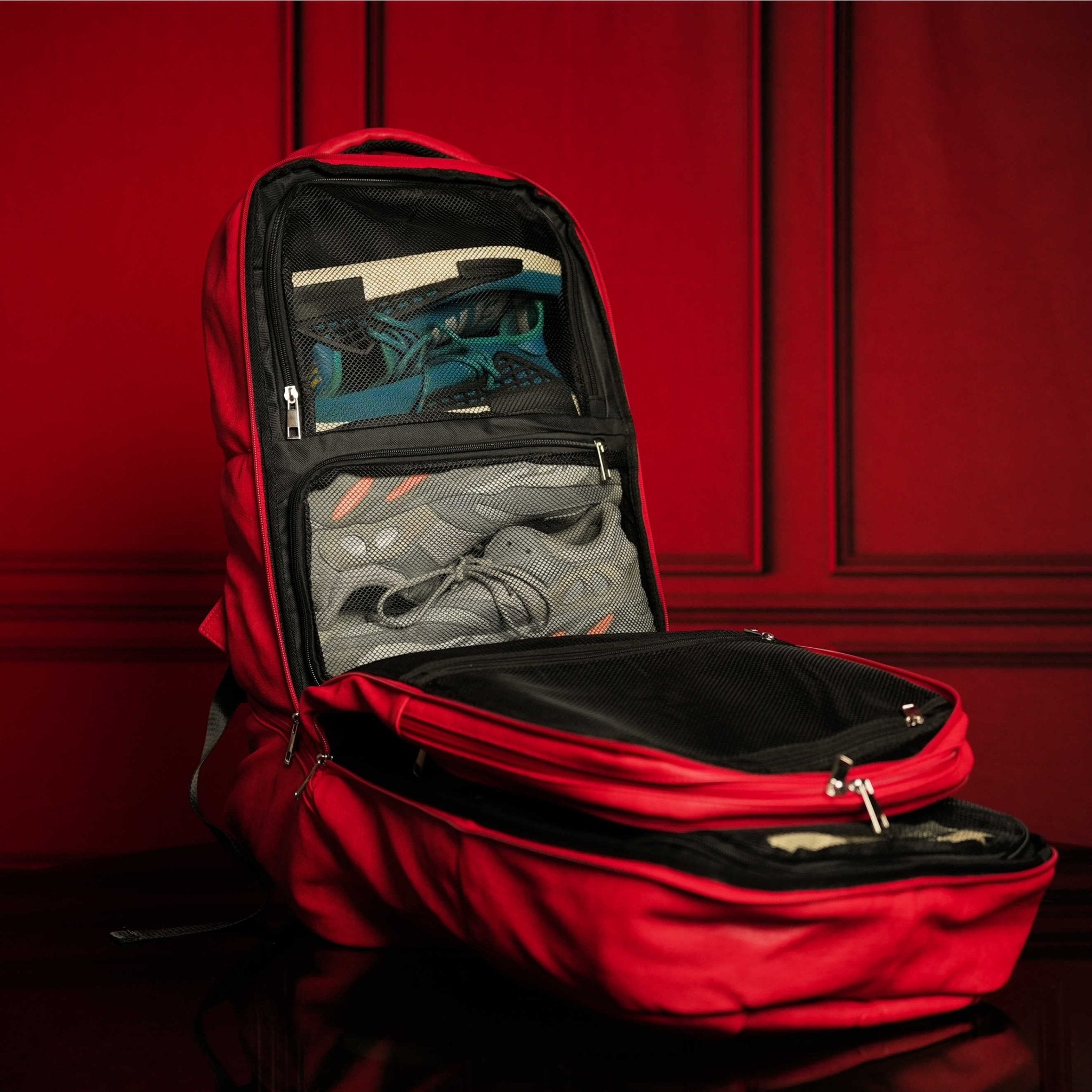 Red Leather Luxury Carry - On Patented Backpack (Only 300 Made) - Wize - Z