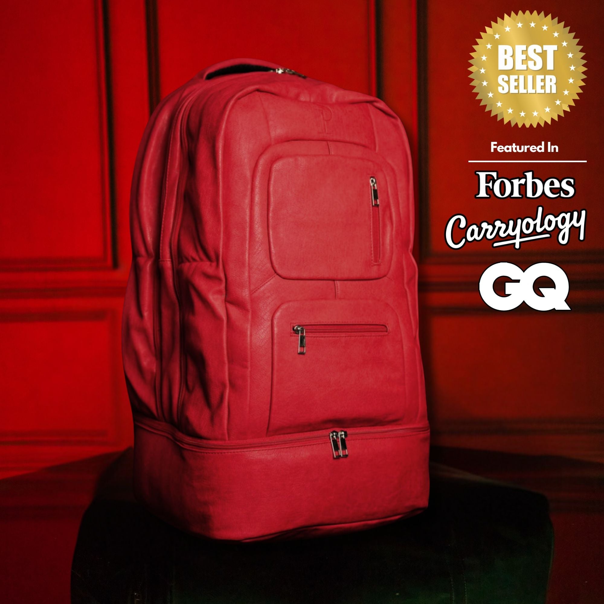 Red Leather Luxury Carry - On Patented Backpack (Only 300 Made) - Wize - Z