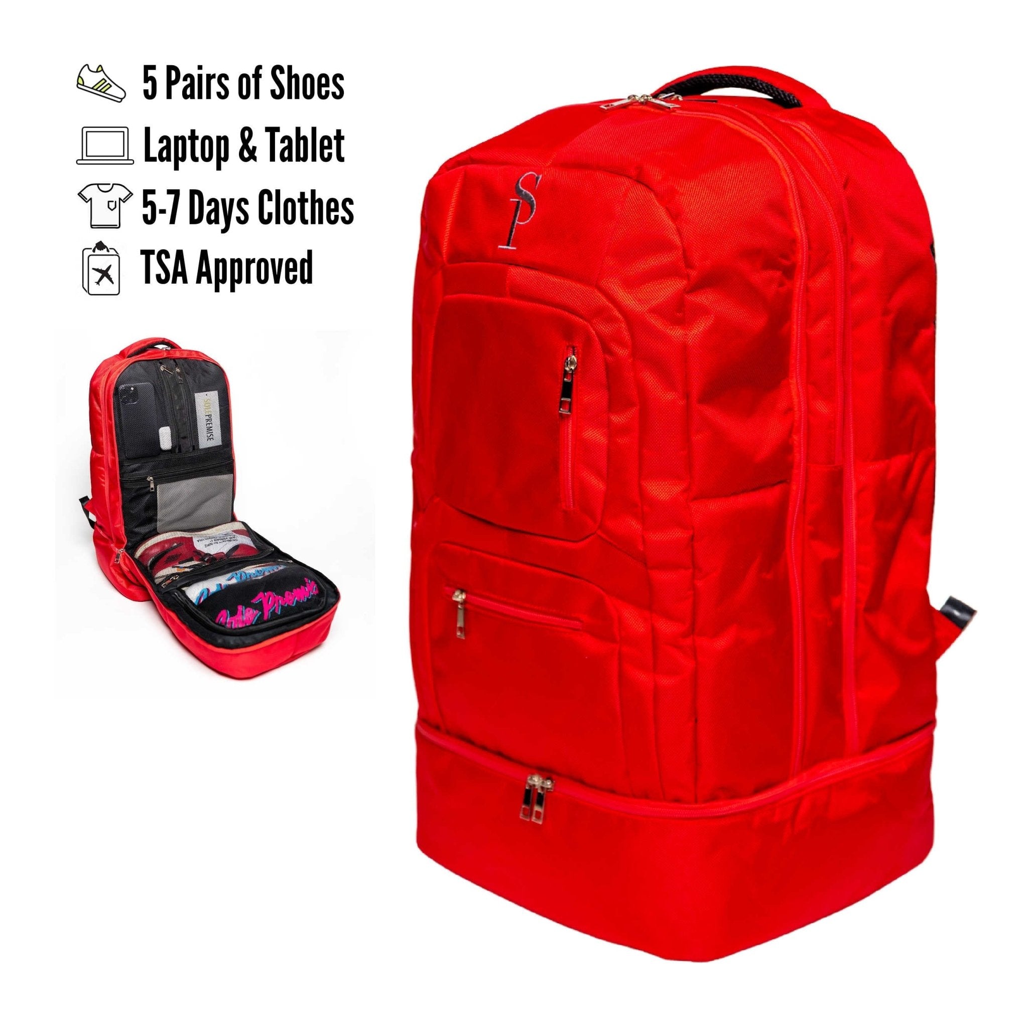 Red Polyester Carry - On Patented Backpack (Only 300 Made) - Wize - Z