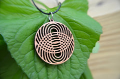 Reflection Circle Pendant in cherry on leather cord - Wize - Z