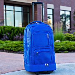 Royal Blue Leather Carry - On Roller Bag (Only 150 Made) - Wize - Z
