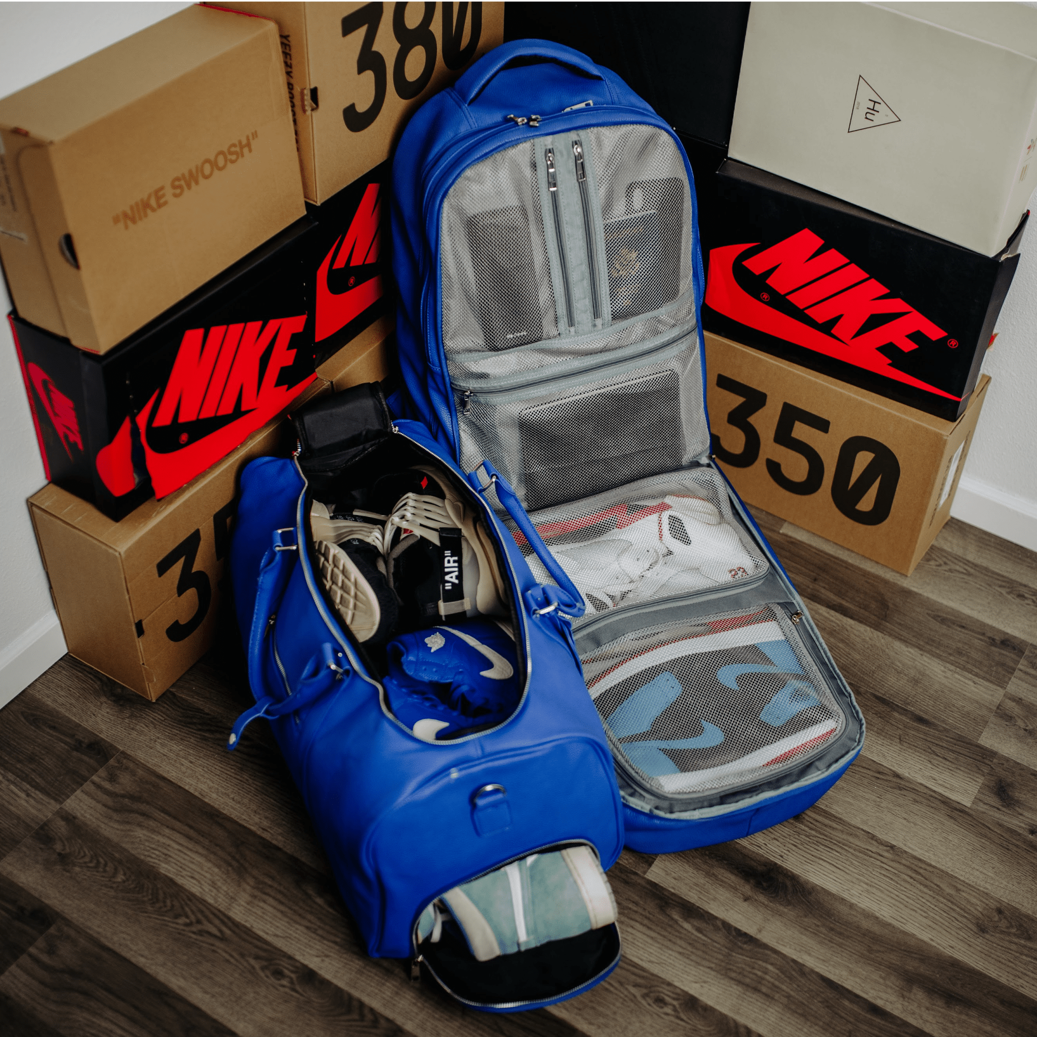 Royal Blue Leather Duffle Bag - Wize - Z