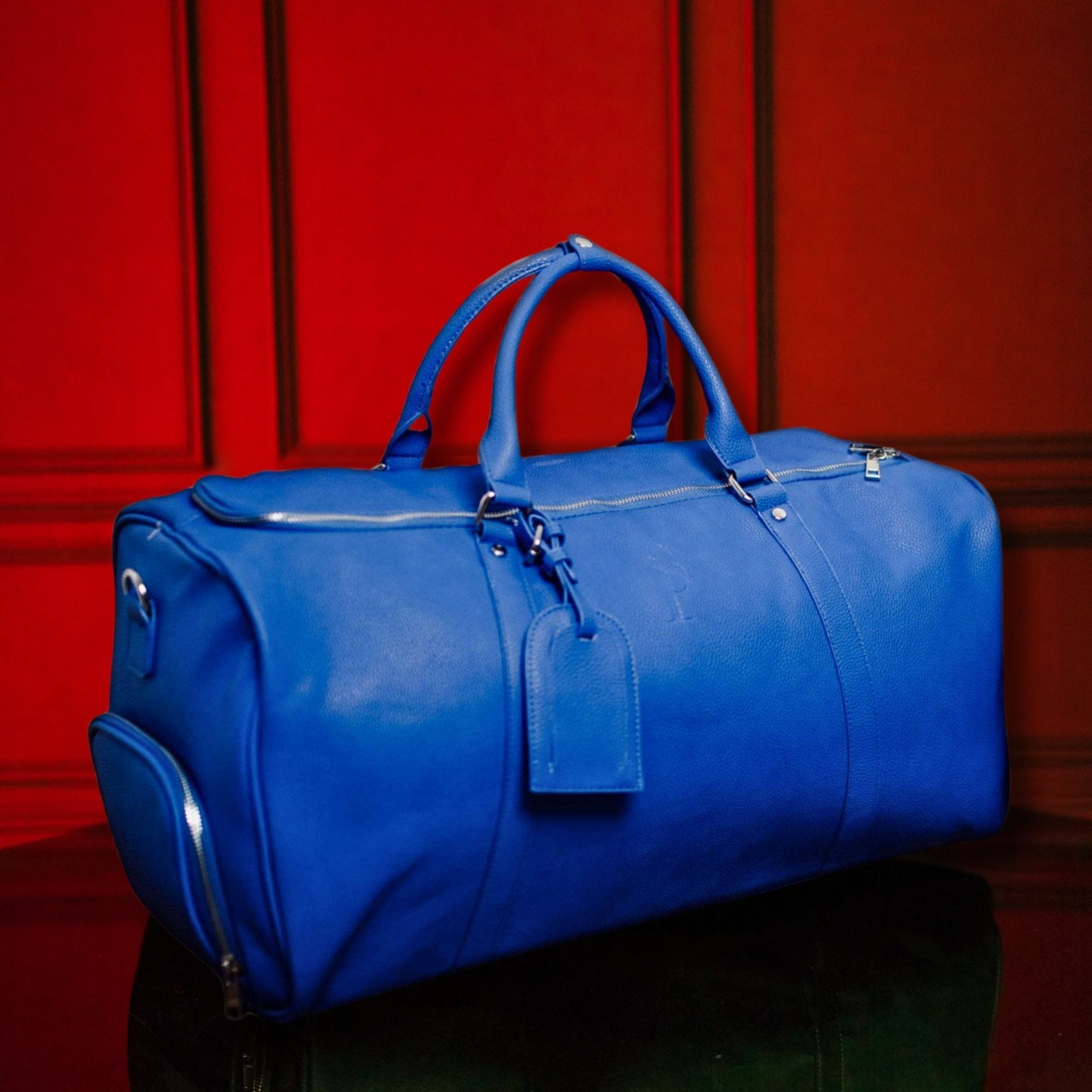 Royal Blue Leather Duffle Bag - Wize - Z