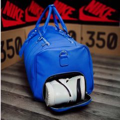 Royal Blue Leather Duffle Bag - Wize - Z