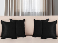 Set of Four 20" Black Fabric Throw Pillow Covers - Wize - Z