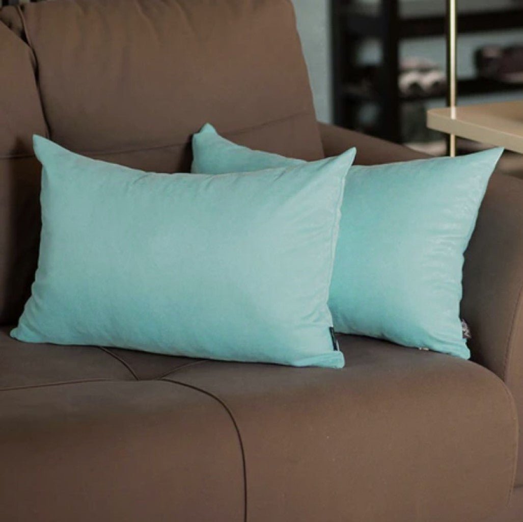 Set Of Two 12" X 20" Sky Blue Polyester Zippered Pillow Cover - Wize - Z