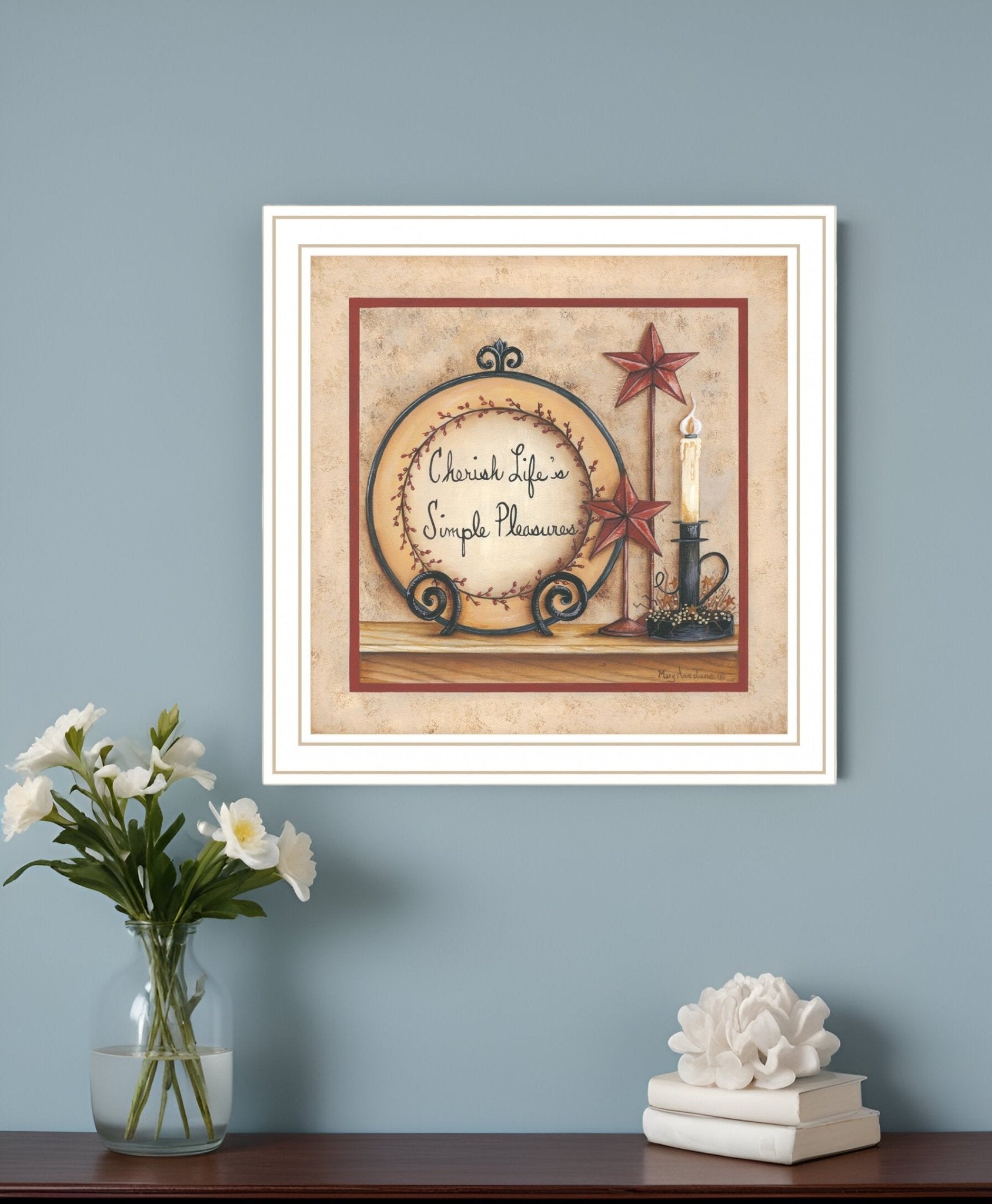 Simple Pleasures 4 White Framed Print Wall Art - Wize - Z