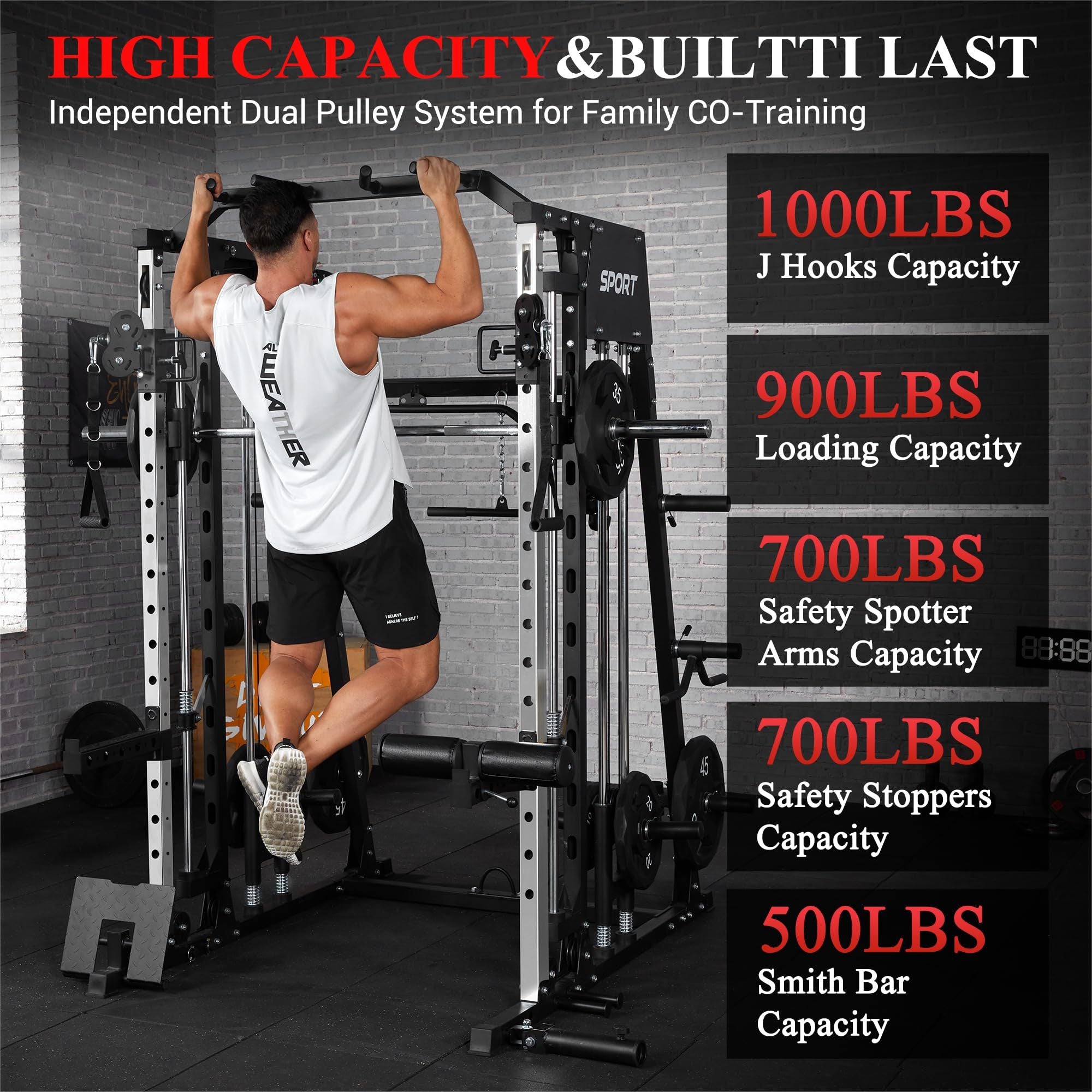 Smith Machine for Home Gym, Multifunctional Strength Training Power Cage - Wize - Z
