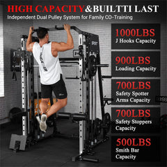 Smith Machine for Home Gym, Multifunctional Strength Training Power Cage - Wize - Z