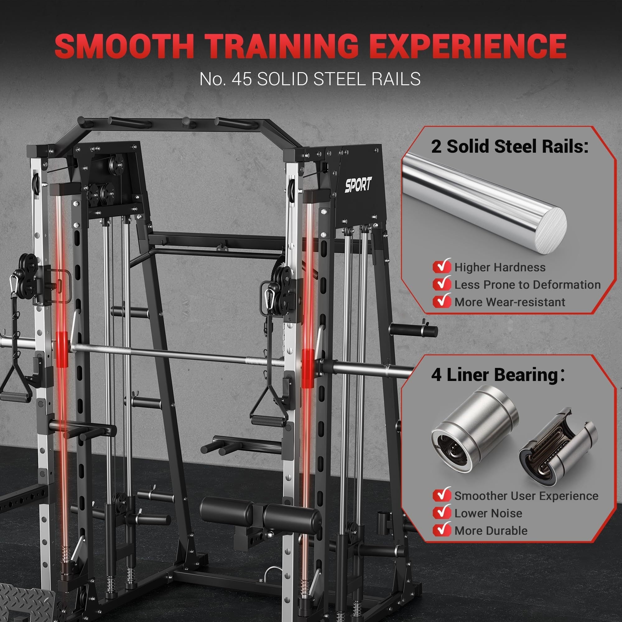 Smith Machine for Home Gym, Multifunctional Strength Training Power Cage - Wize - Z