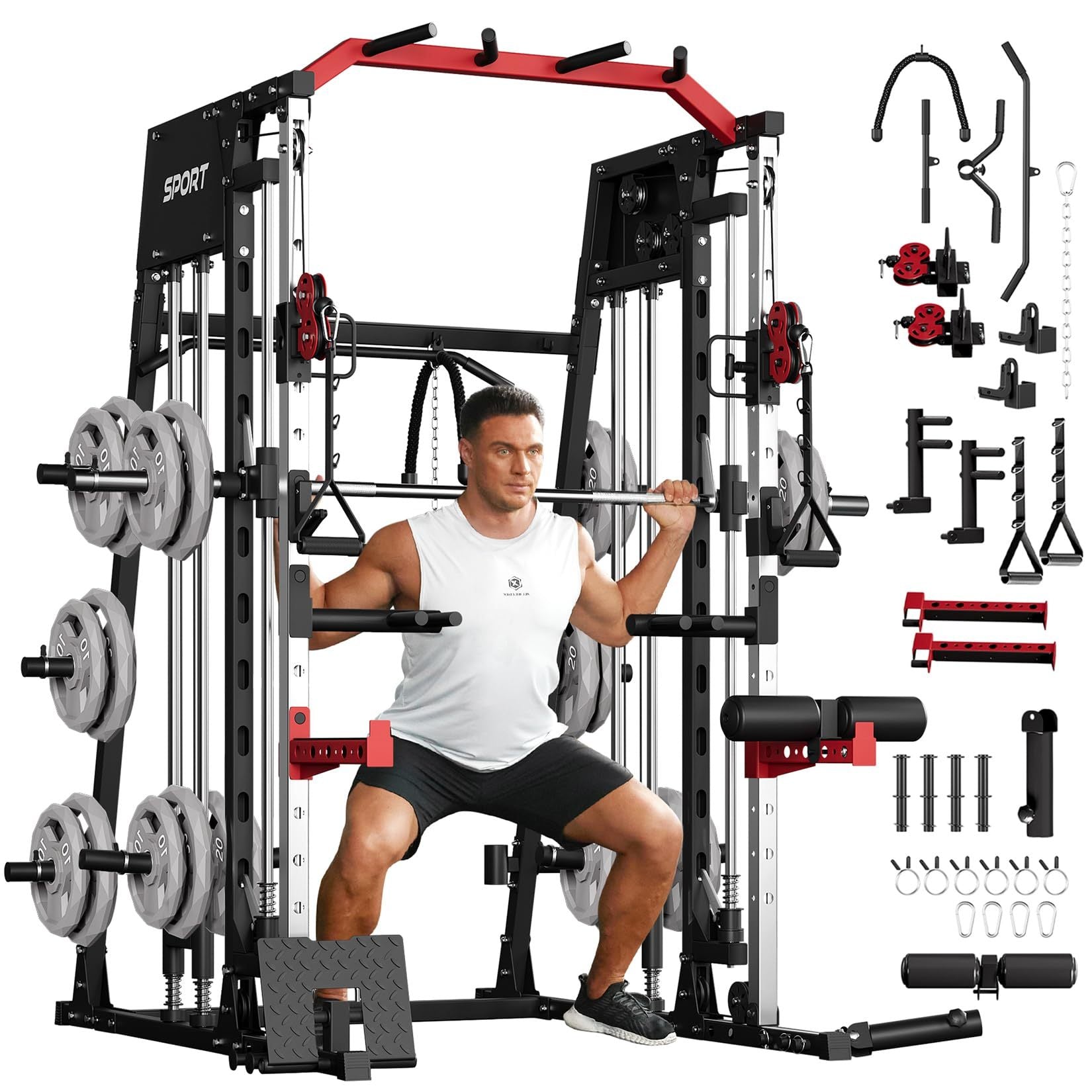 Smith Machine for Home Gym, Multifunctional Strength Training Power Cage - Wize - Z