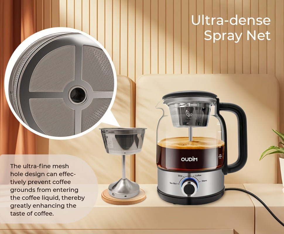 Spray Method Drip Coffee Maker, 1.2L, 600W, BPA-Free, Glass Stainless Steel Tea Kettle - Wize-Z