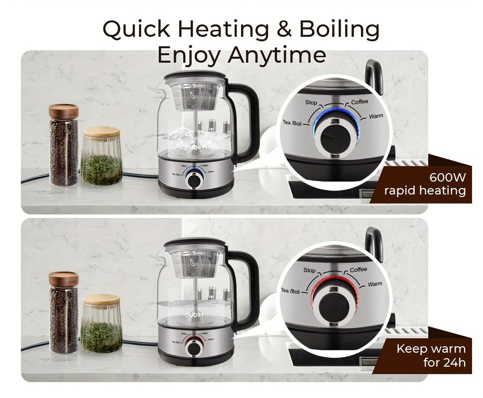 Spray Method Drip Coffee Maker, 1.2L, 600W, BPA-Free, Glass Stainless Steel Tea Kettle - Wize-Z