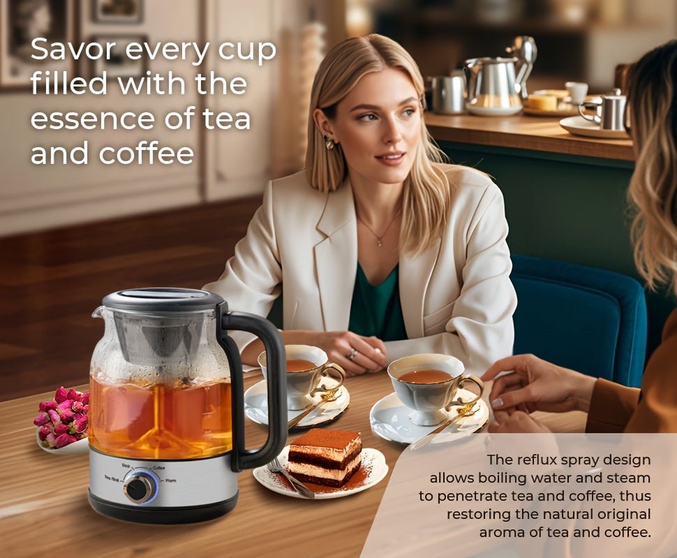 Spray Method Drip Coffee Maker, 1.2L, 600W, BPA-Free, Glass Stainless Steel Tea Kettle - Wize-Z