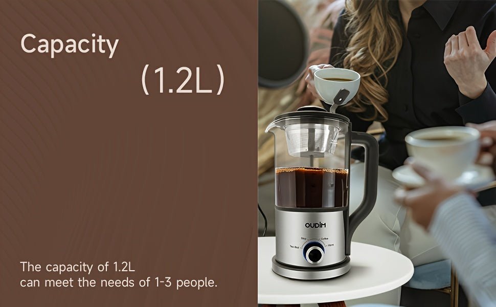 Spray Method Drip Coffee Maker, 1.2L, 600W, BPA-Free, Glass Stainless Steel Tea Kettle - Wize-Z