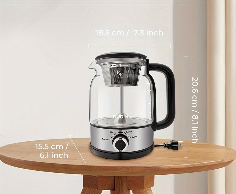 Spray Method Drip Coffee Maker, 1.2L, 600W, BPA-Free, Glass Stainless Steel Tea Kettle - Wize-Z