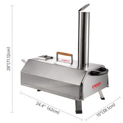 Stainless Steel Pizza Oven Outdoor 12 Automatic Rotatable Pizza Ovens,Portable Wood Fired Pizza Oven Pizza Maker With Timer, Built - in Thermometer,Pizza Cutter - Wize - Z