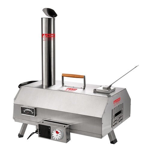 Stainless Steel Pizza Oven Outdoor 12 Automatic Rotatable Pizza Ovens,Portable Wood Fired Pizza Oven Pizza Maker With Timer, Built - in Thermometer,Pizza Cutter - Wize - Z