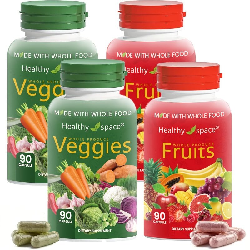 Superfood Fruit & Veggie Capsules - Complete Food Supplement for All - 90 Fruit + 90 Veg Capsules - Wize-Z