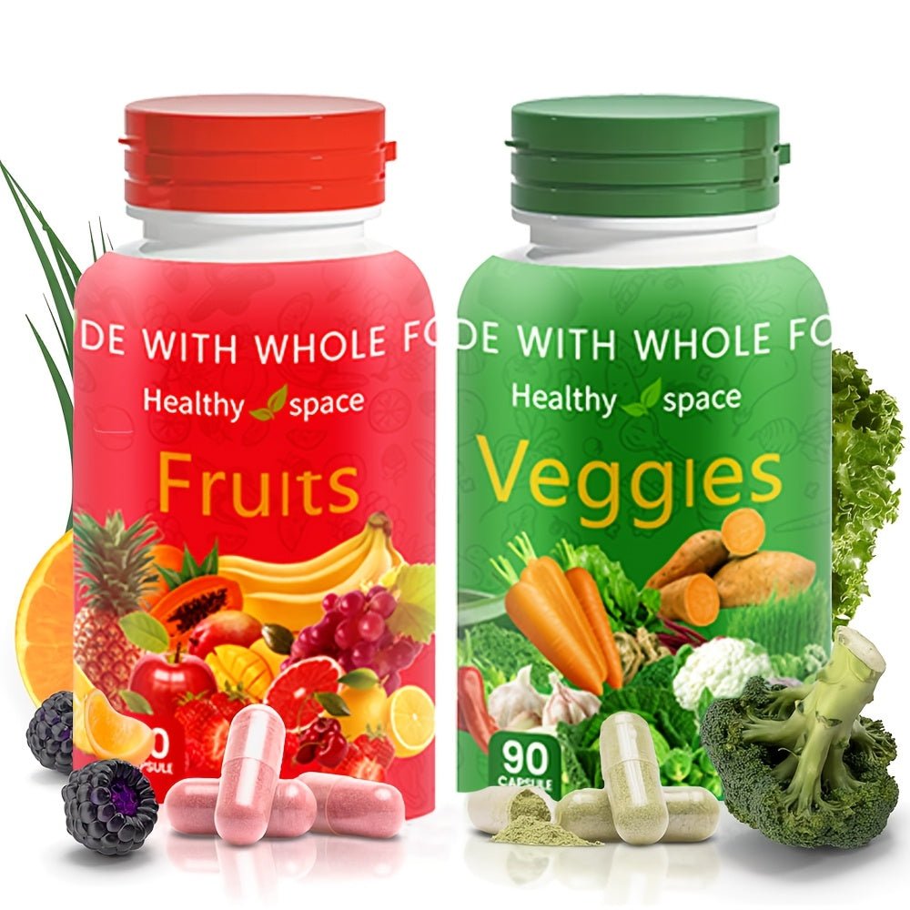 Superfood Fruit & Veggie Capsules - Complete Food Supplement for All - 90 Fruit + 90 Veg Capsules - Wize-Z