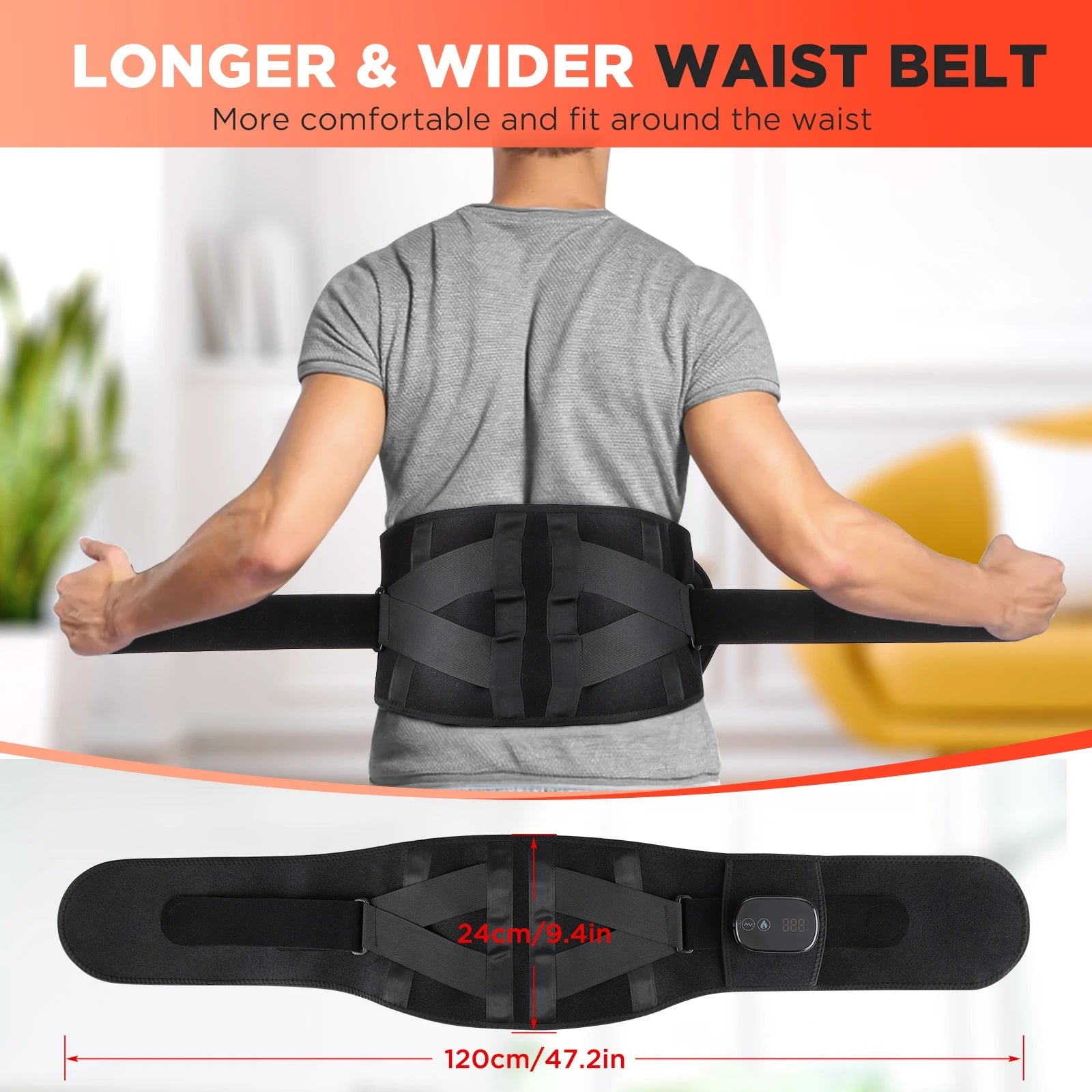 Therapeutic Waist Support Belt with Hot Compress and Vibration Massage - Wize-Z