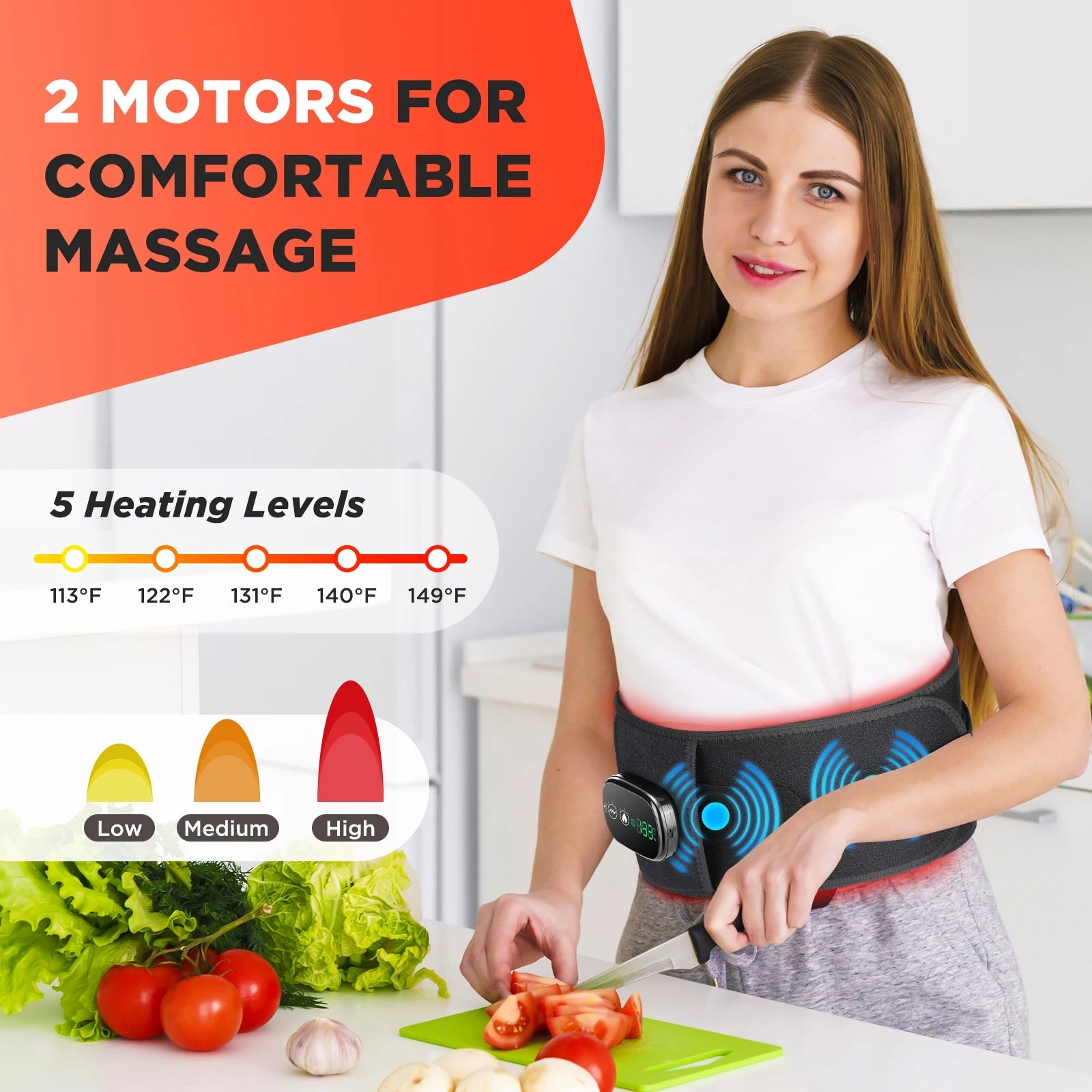Therapeutic Waist Support Belt with Hot Compress and Vibration Massage - Wize-Z
