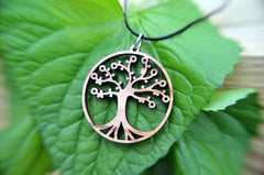 Tree of Life Pendant in cherry on leather cord - Wize - Z