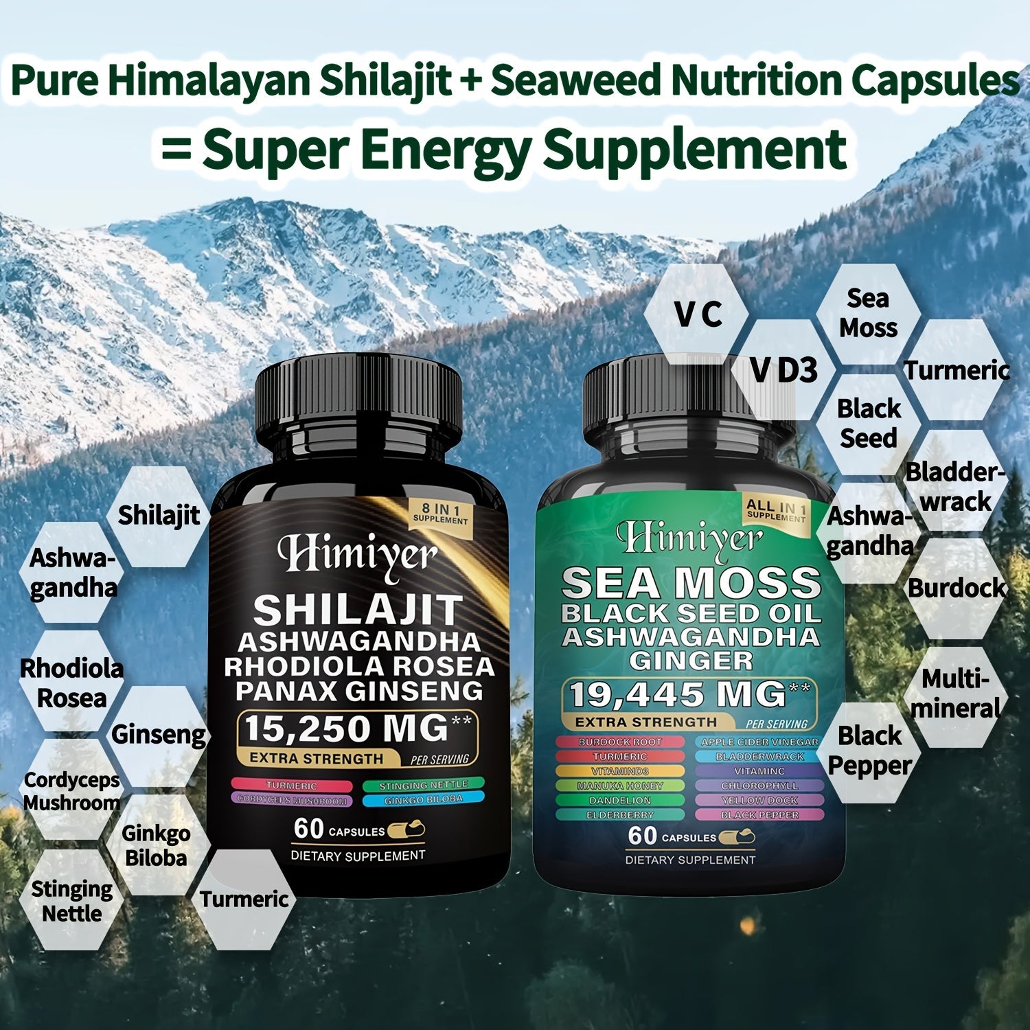 Ultimate Energy Pack: Shilajit, Seamoss & More! Boost Performance & Immunity 19,445mg+ - Wize-Z