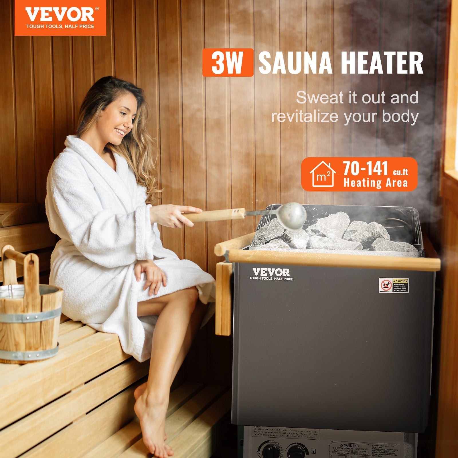 VEVOR Sauna Heater, 3KW 220V Electric Sauna Stove, Steam Bath Sauna Heater - Wize - Z
