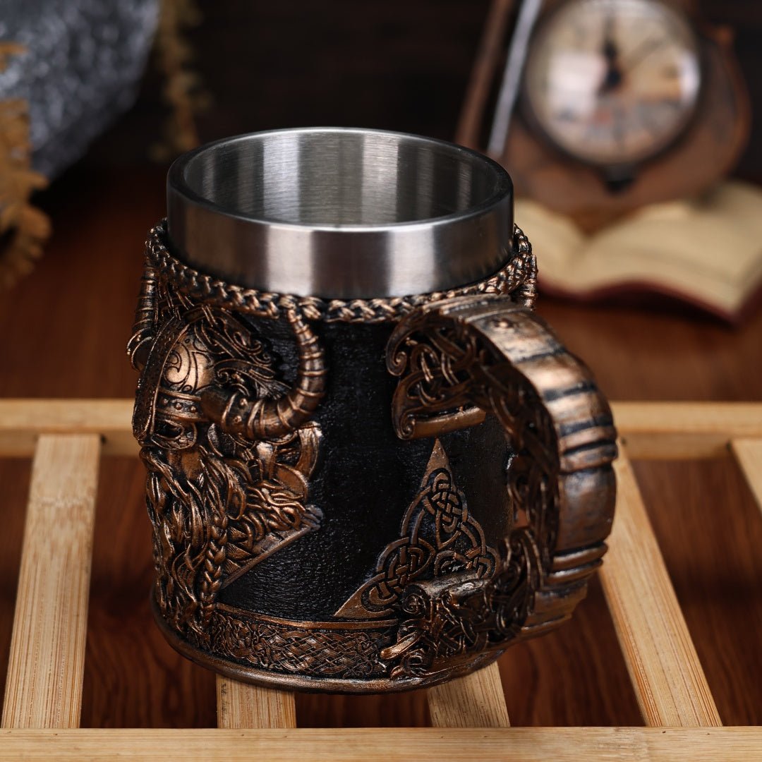 Viking Vintage Stainless Steel Mug – Durable Coffee & Milk Cup - Wize - Z