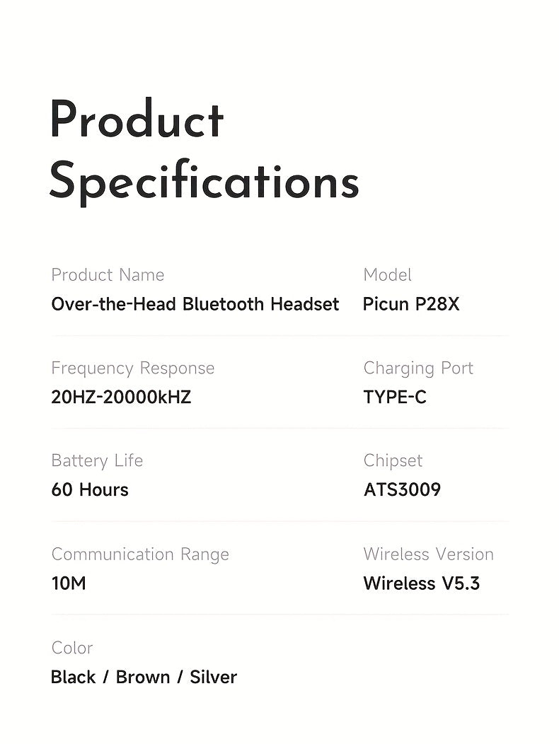 Wireless Over - Ear Headphones, HiFi Stereo, Deep Bass, Foldable Design, 30 - Hour Battery, Built - in Mic. Lightweight - Wize - Z