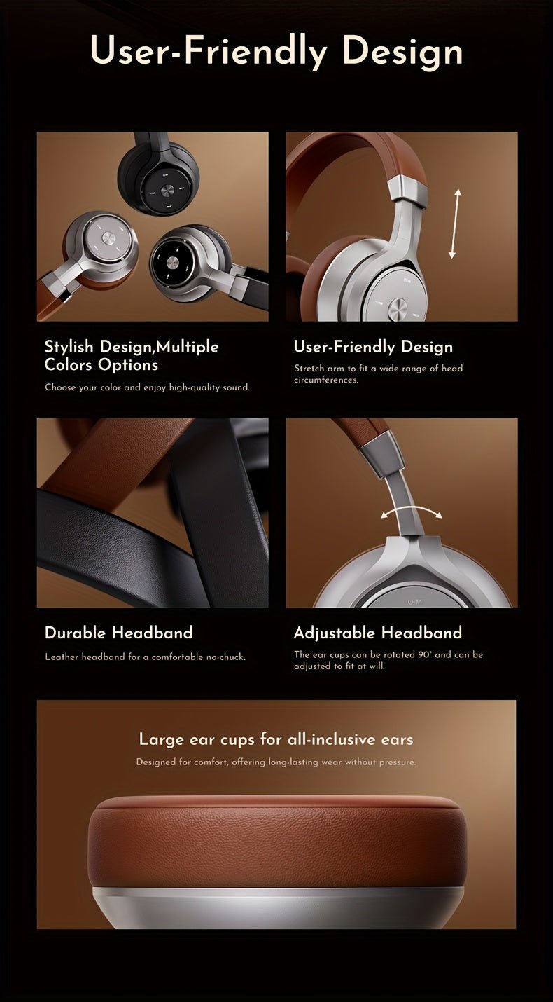 Wireless Over - Ear Headphones, HiFi Stereo, Deep Bass, Foldable Design, 30 - Hour Battery, Built - in Mic. Lightweight - Wize - Z