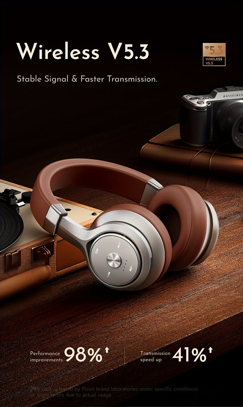 Wireless Over - Ear Headphones, HiFi Stereo, Deep Bass, Foldable Design, 30 - Hour Battery, Built - in Mic. Lightweight - Wize - Z