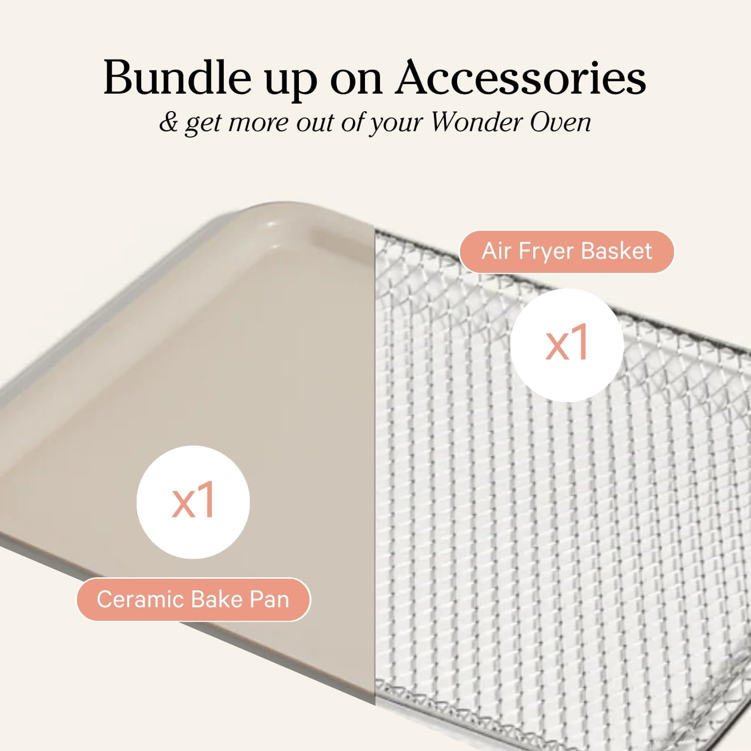 Wonder Oven Essentials Kit | Extra Air Fryer Basket & Nonstick Bake Pan | - Friendly & Oven Safe - Wize - Z